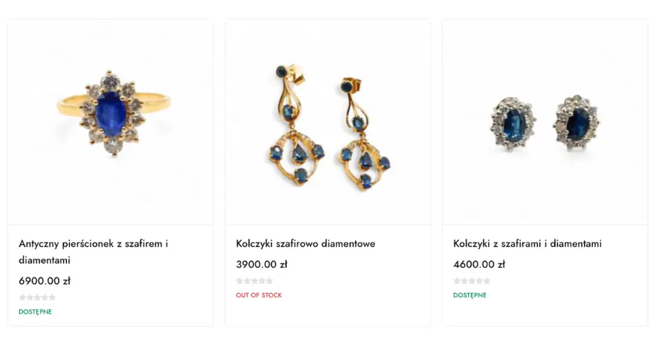 Resvena – propozycje biżuterii antycznej z szafirami do kupienia