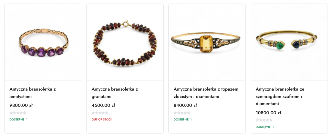 Złota biżuteria antyczna w sklepie Biżuteria Resvena