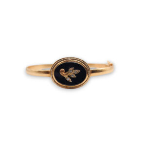 Bransoletka z onyksem i diamentami – forma sztywna, okres międzywojenny, złoto 14 k